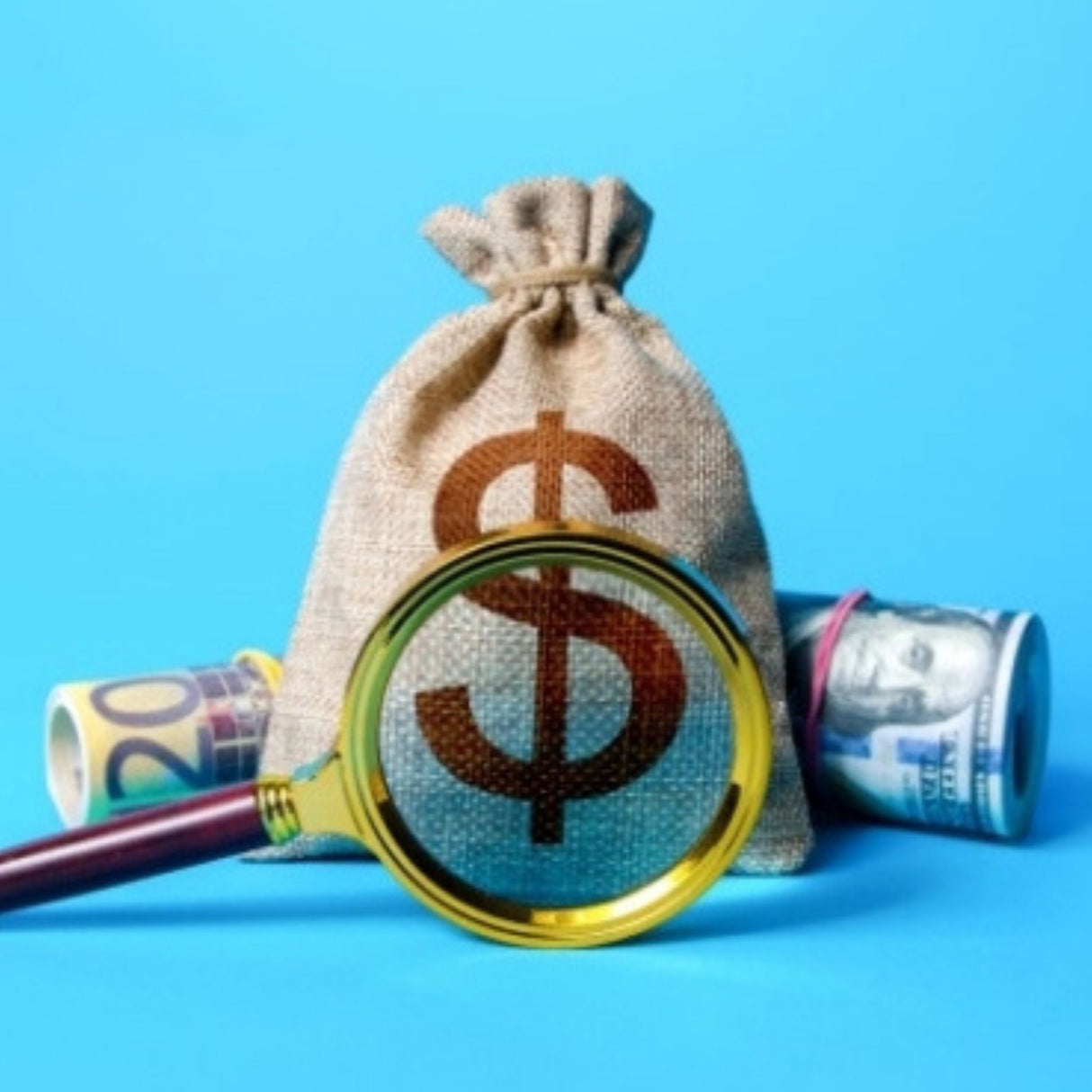 money bag with dollars and euros