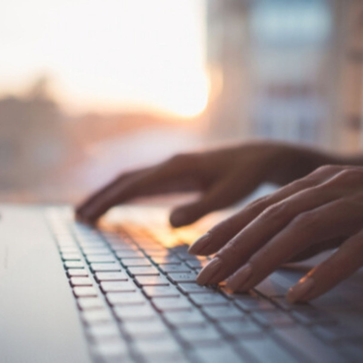 female hands on keyboard