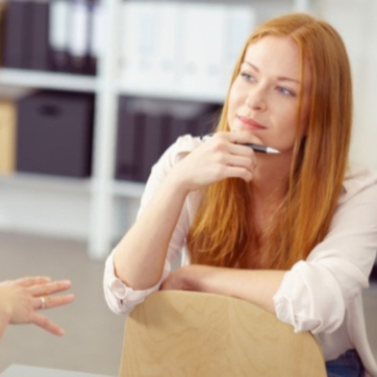 business woman listening