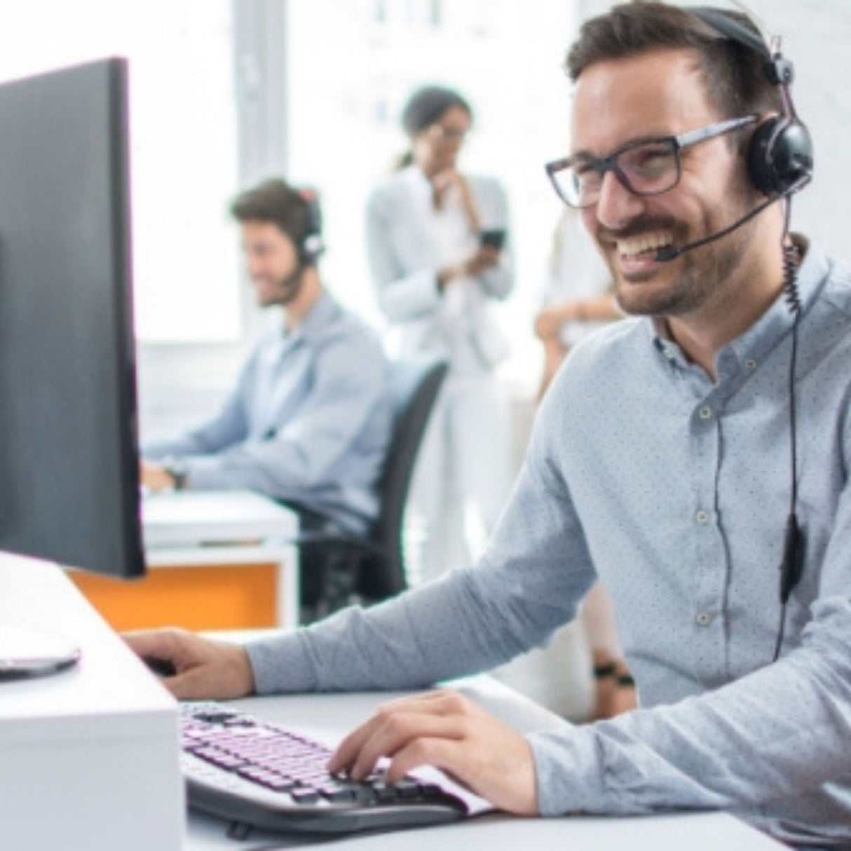 customer service rep smiling