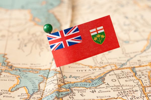ontario flag on map