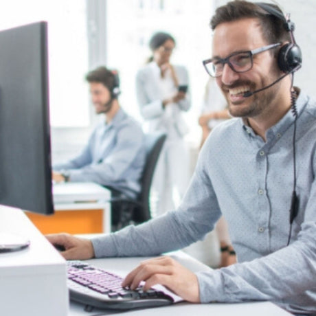 customer service rep smiling