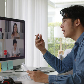 asian manager and remote workers