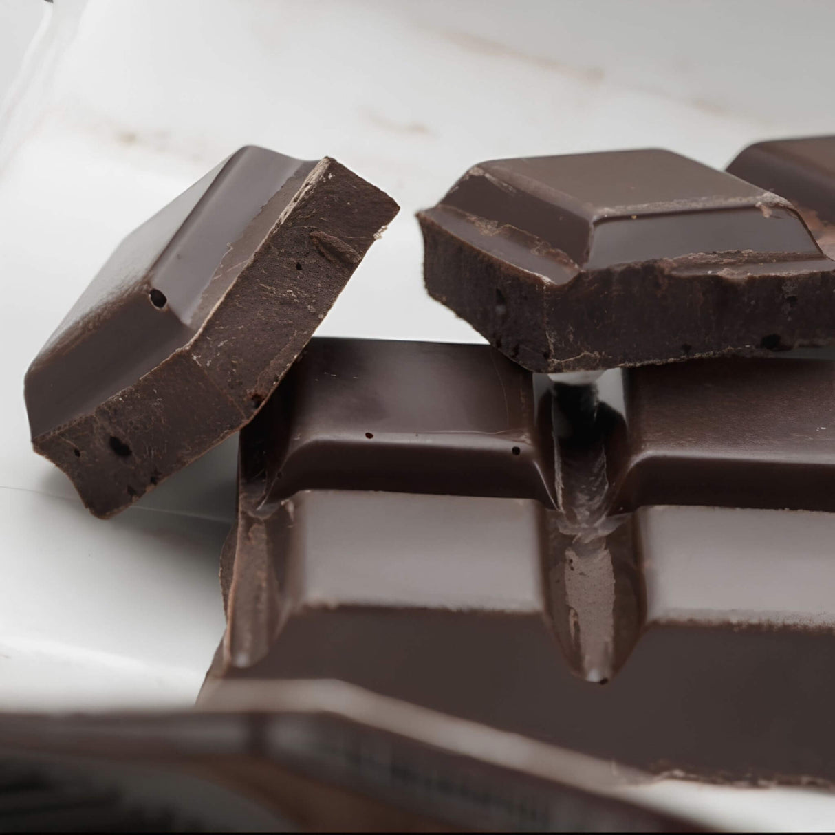 Close-up of a chocolate bar with a white background