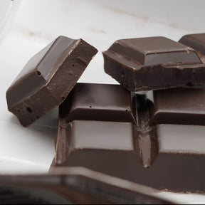 Close-up of a chocolate bar with a white background