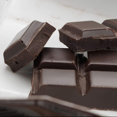 Close-up of a chocolate bar with a white background